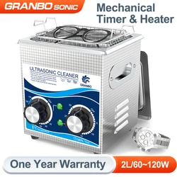 Granbo Portable Ultrasonic Jewelry Cleaner 2L 120W Bath With Heater Timer for Glasses Dental Nozzle Phone Mother Board Wash