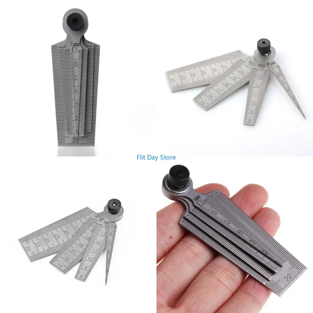 F92C 4 Pcs Stainless Steel Welding Taper Feeler Gauge Rulers Hole Inspection Tool