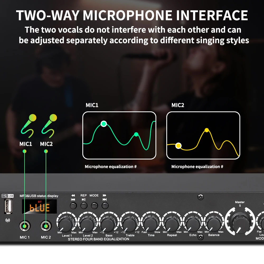 LEUS T4 Professional Digital Reverberation Multi Effect DSP Processor Audio Processor Equalizer