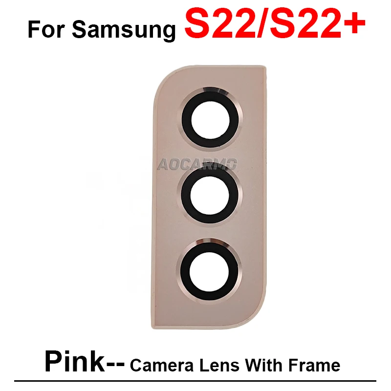 عدسة الكاميرا الخلفية باللون الوردي والأخضر والأسود والأبيض مع قطع غيار الإطار لهاتف سامسونج جالاكسي S22 Plus Ultra S22+ S22Ultra