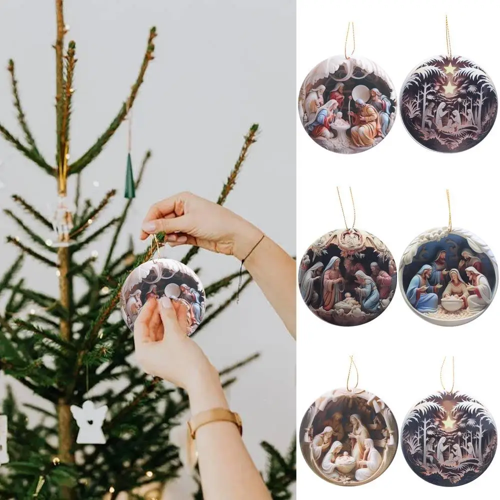 

3d Effect Jesus Hanging Ornament Acrylic Christmas Nativity Acrylic Flat Ornaments Simple Reusable Xmas Tree Pendants Christmas