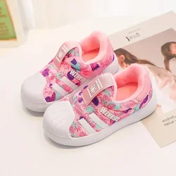 Winter Children Sports Shoes Boys Double Cotton Small White Shoes Slip-on Shell Head Kids Girls