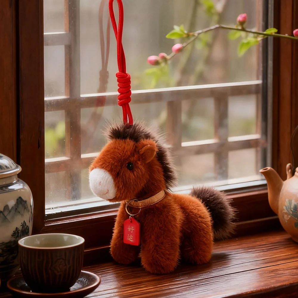 Adorabili giocattoli di peluche Pony fortunato Peluche morbido Cartone animato Cavallo Ciondolo Bambola Capodanno cinese Benedizione Souvenir Bel regalo