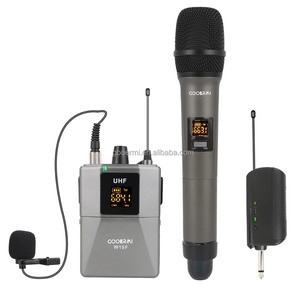 Gooermi WS15 Pro Wireless Microphone Multi-Purpose Set with Compact Receiver and Battery Indicator