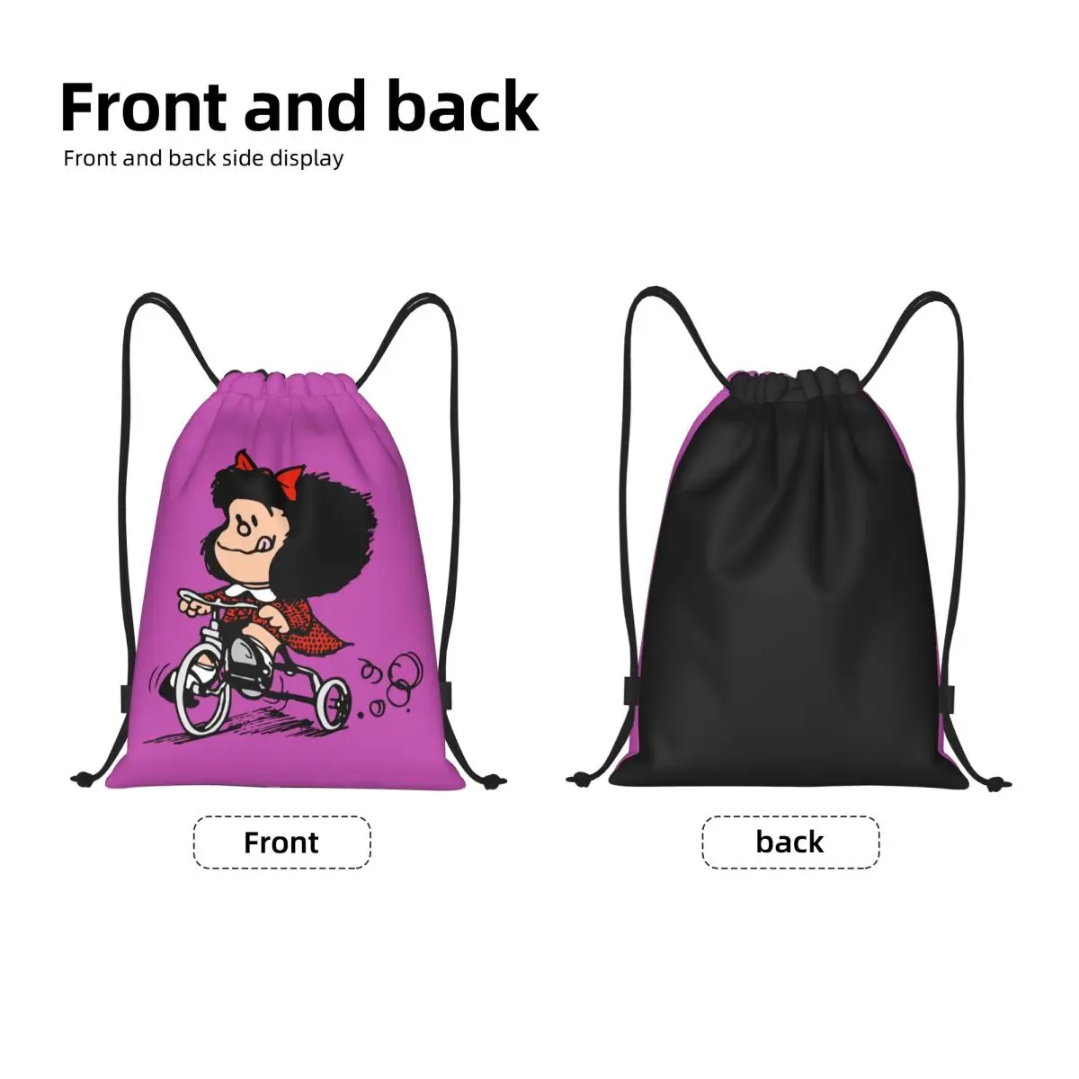 Mafalda Argentine Cartoon Quino Comic Drawstring Bag Men Women Portable Sports Gym Sackpack Training Storage Backpacks