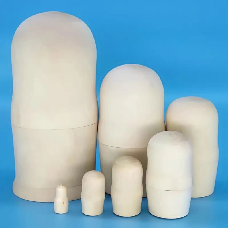  DIY Russian Matryoshka Dolls 7 Piece Wooden Unfinished Set For Creative Art