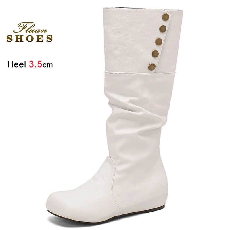 المسامير السوداء المرأة حذاء برقبة للركبة جولة تو أثار داخليا أسافين الكعوب 3.5 سنتيمتر تحول أكثر من حافة فارس الأحذية أحذية رعاة البقر