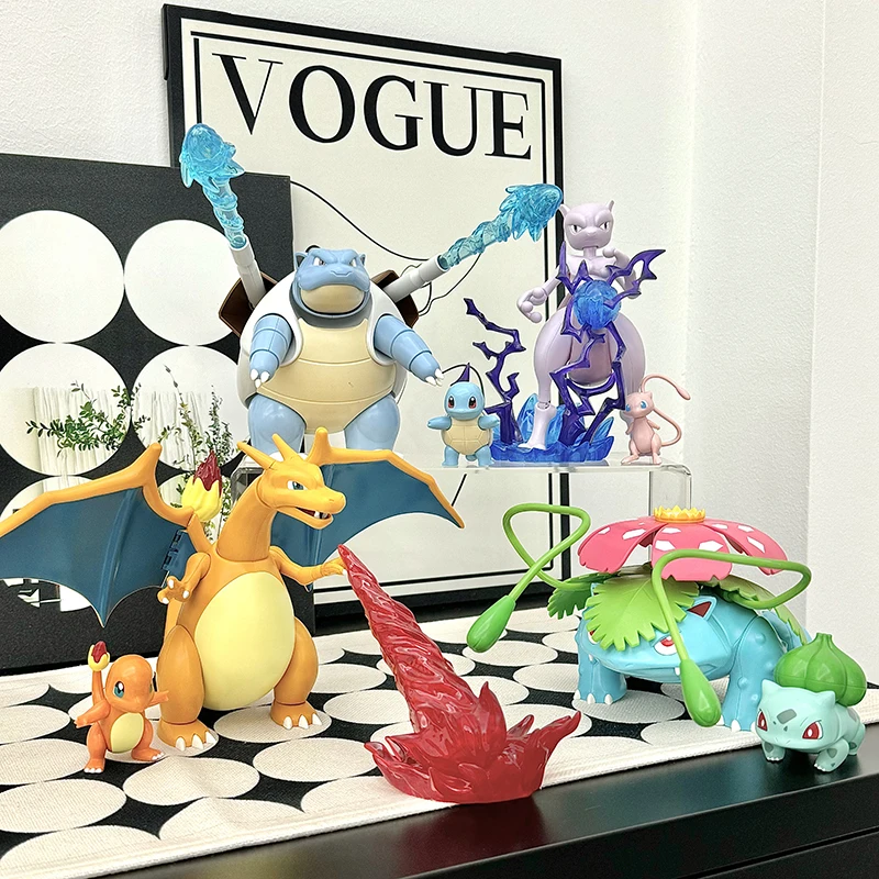 가자! 포켓몬 장난감 피카추 Charmander Bulbasaur Squirtle Mewtwo 빌딩 블록 조립 입상 장난감 선물 수집