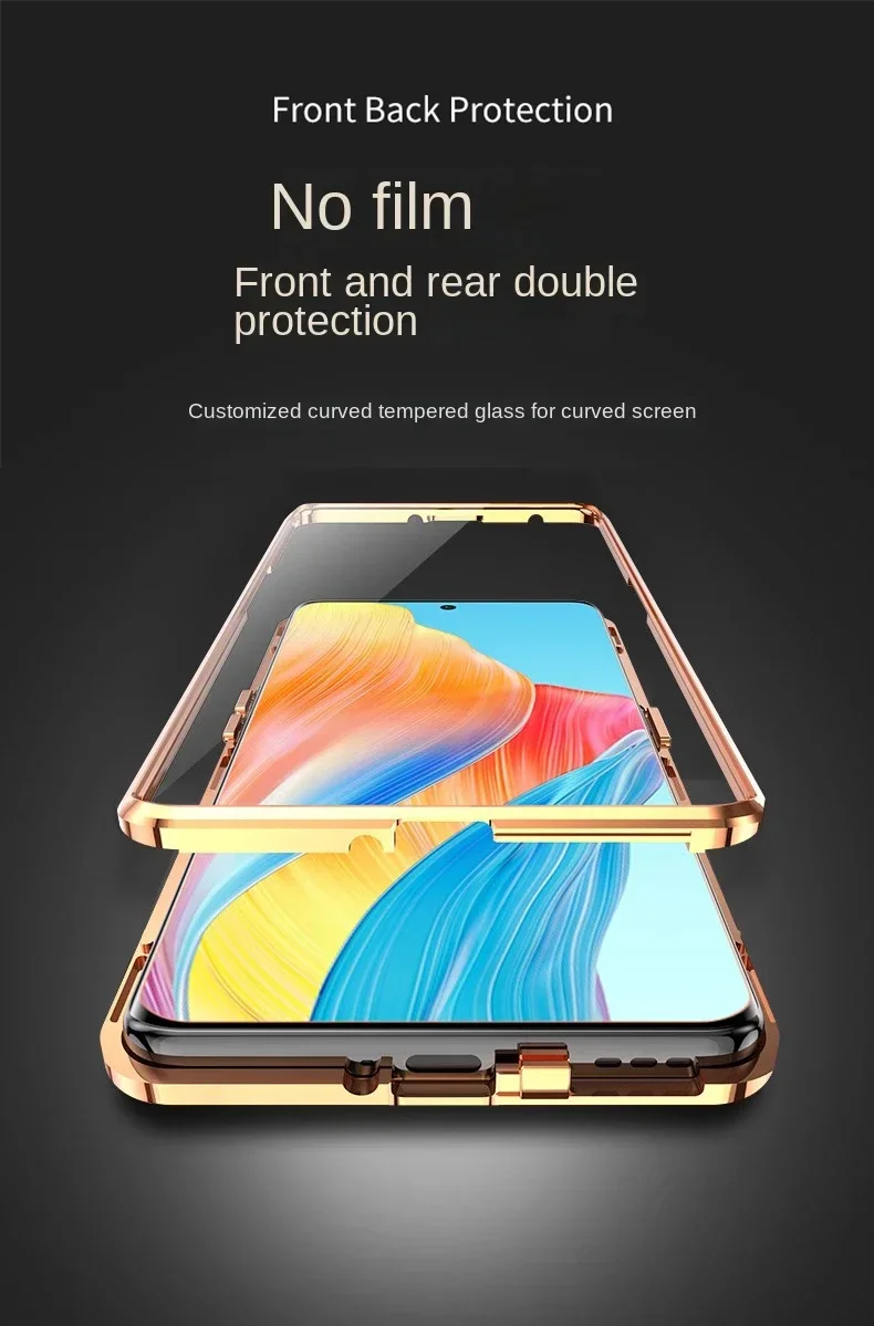 حافظة هاتف مغناطيسية معدنية خلفية من الجلد لهاتف OPPO Find X8 Reno 14 13 A3 A5 Pro A78 A79 A80 A98 F23 5G غطاء حماية للعدسة الزجاجية