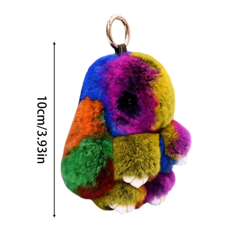 Llavero de conejito, colgante de bolso de felpa, llavero de conejito de peluche con conejo de estaño, llavero bonito, colgante creativo para mujeres y hombres