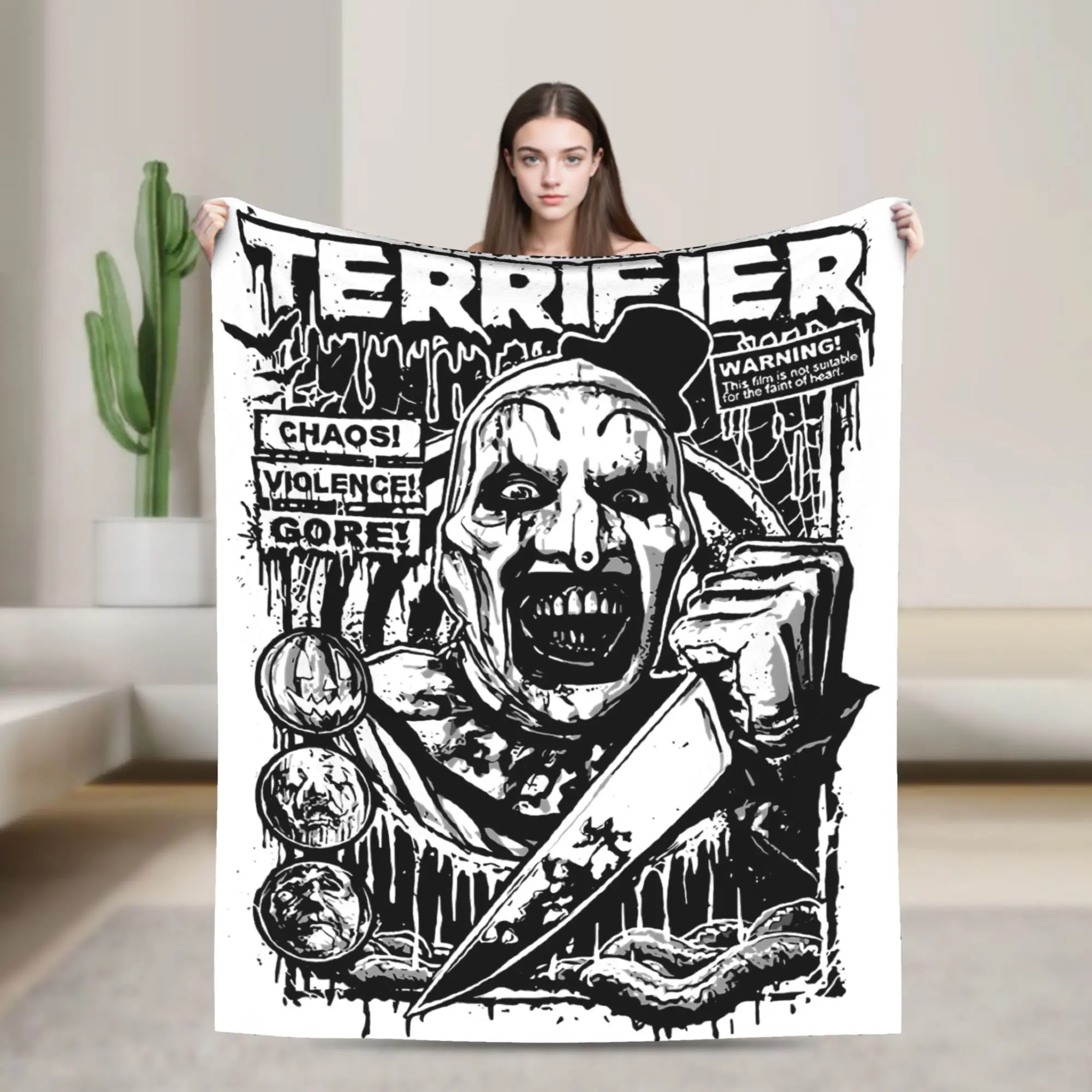 Terrifier Clown Horror Film Blanket Velvet Textile Decor Multifunction Super Warm Throw Blankets for Sofa Bedroom Bedding Throws