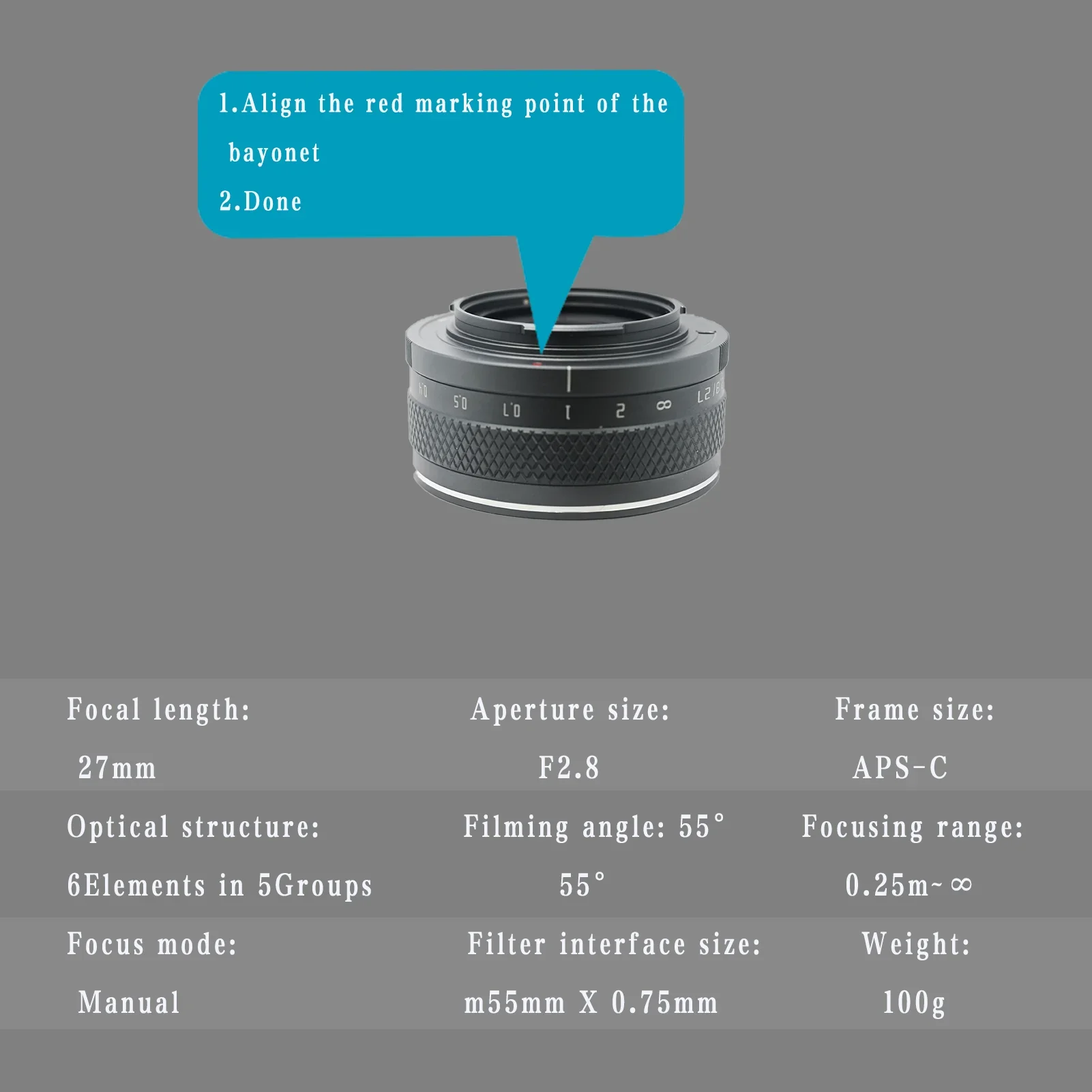 AstrHori 27mm F2.8 II Large Aperture APS-C Manual Lens Compatible with Fuji Fujifilm X-Mount Mirrorless Camera X-E2 X-E3 X-A1