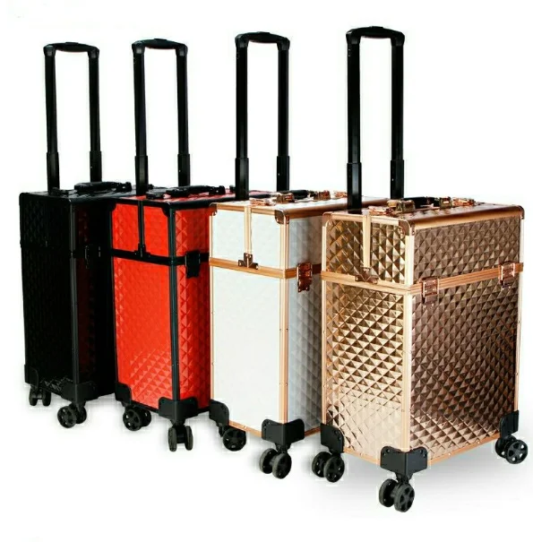 Rolling Makeup Train Case Hairdressing Trolley Stylist Beauty Salon Cosmetic Case Luggage Travel Rolling Organizer Tool Box