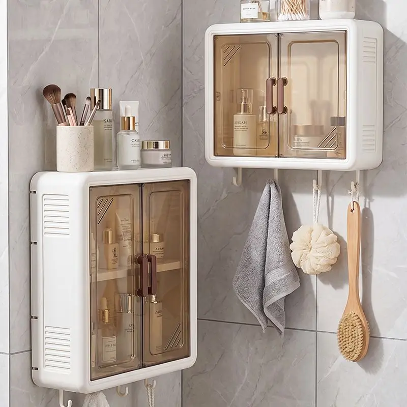 Wandmontierter Badezimmerschrank, Toilettenregal ohne Bohren, Kosmetik-Aufbewahrungsregal, Badezimmer-Organizer