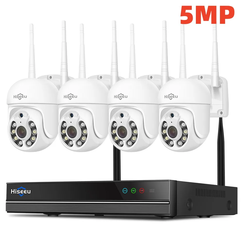 Hiseeu 3/5MP WiFi Beveiliging Bewakingscamera Systeem Kit Motion Tracking Kleur Nachtzicht 16CH NVR Draadloze CCTV Camera set