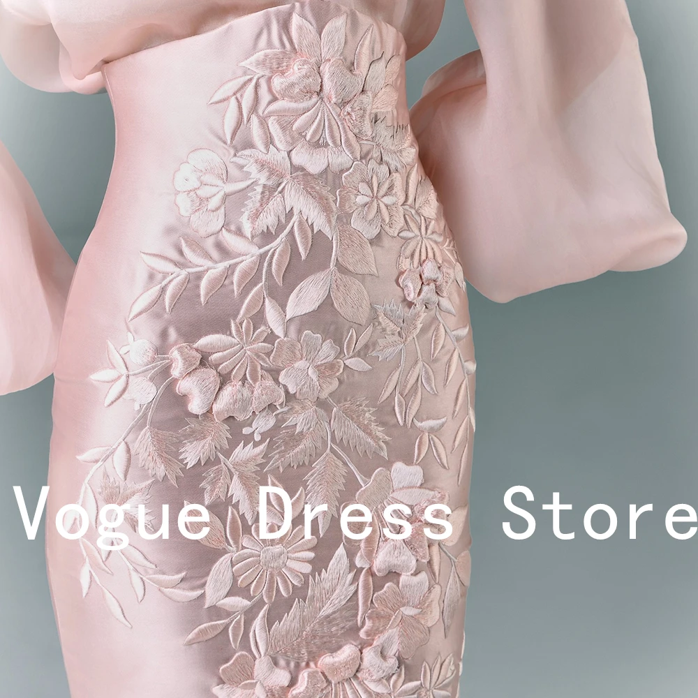 تخصيص حساسة حورية البحر التطريز القوس قبالة الكتف الساتان مساء اللباس أزياء عالية العنق 3/4 الأكمام الديك #5