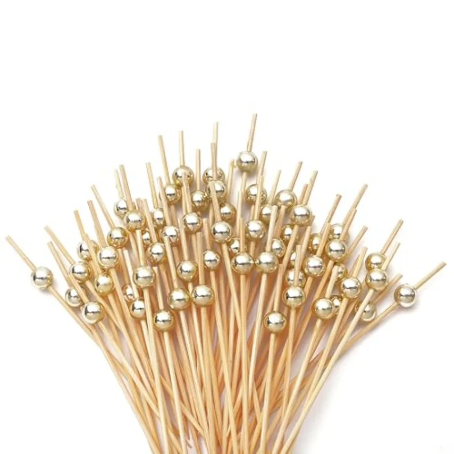 

Cocktail Picks for Appetizers Toothpicks for Appetizers 200PCS Gold Cocktail Toothpicks for Drinks Fruit Decorative Bamboo Skew