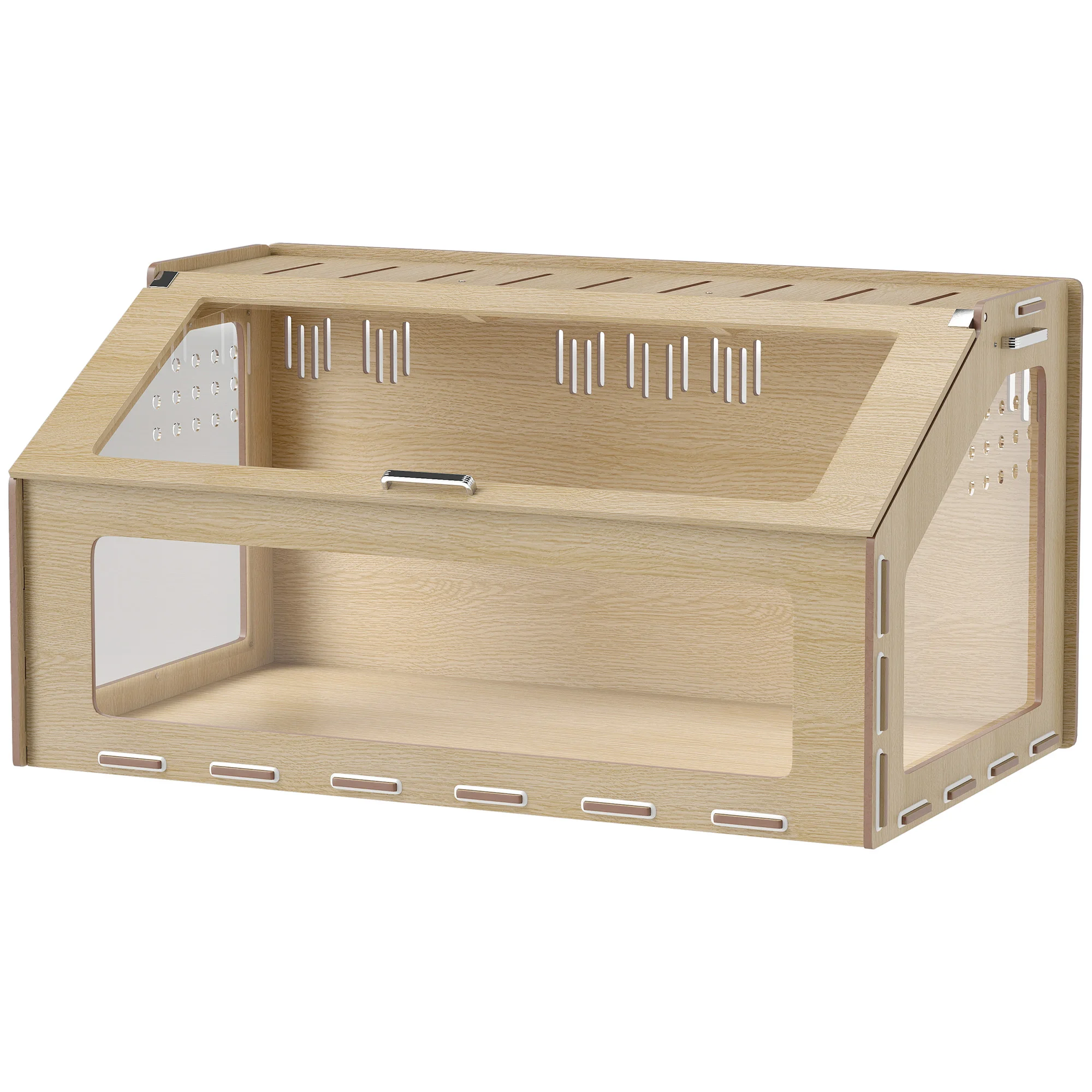 Spacious Hamster Habitat with Acrylic Windows MDF Boards Oak Color Easy Assembly for All Types of Hamsters