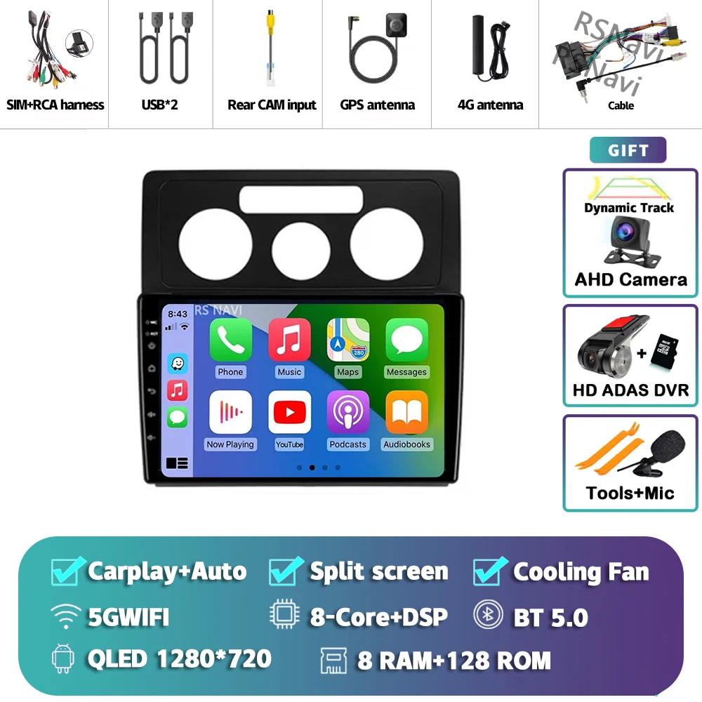 Android 15 Carplay Auto Voor Volkswagen Caddy 2K 3 III 2004-2010 Autoradio Navigatie 2Din DSP Video speler Head Unit BT Stereo