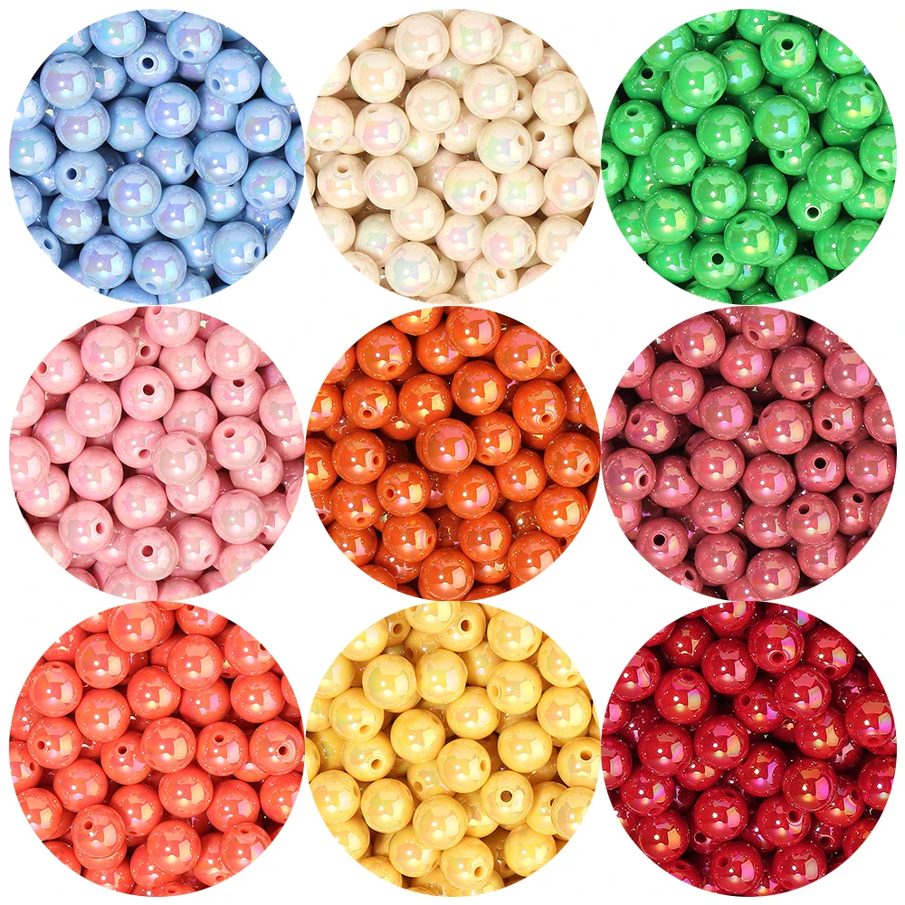 20-200 stücke AB Farbe Acryl Perlen UV Runde Lose Spacer Perlen Für Schmuck Machen DIY Armband Halskette Zubehör