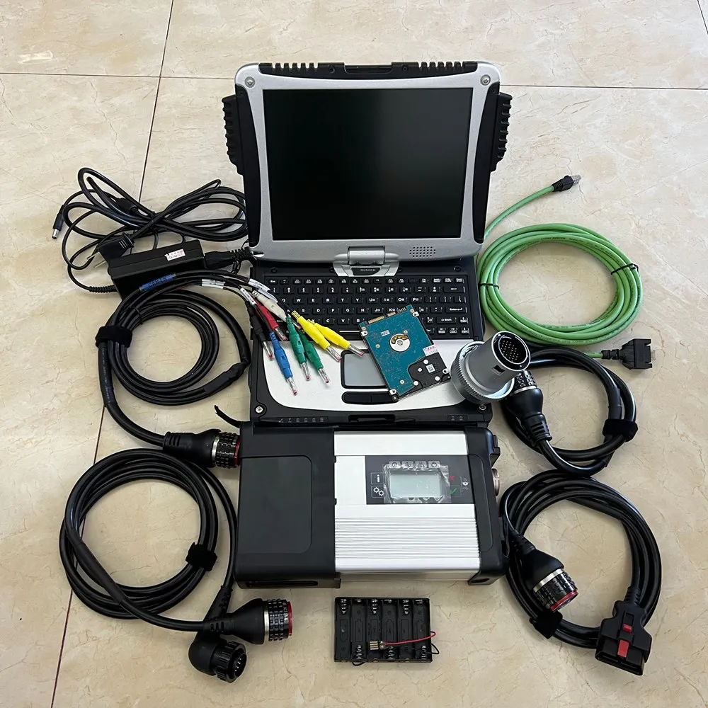 

MB star C5 with 2025.03V newest software 320gb HDD 90% New laptop CF19 i5 cpu 4gb ram ready to use diagnostic tools 12V 24V