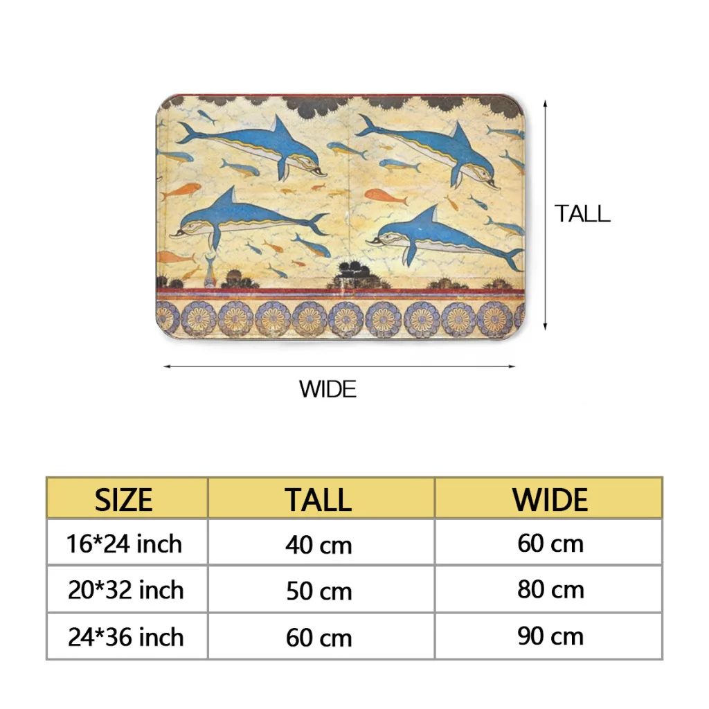 The Minoan Dolphins Room Rug   Carpet Flannel  Interior Home Decorations Dressing