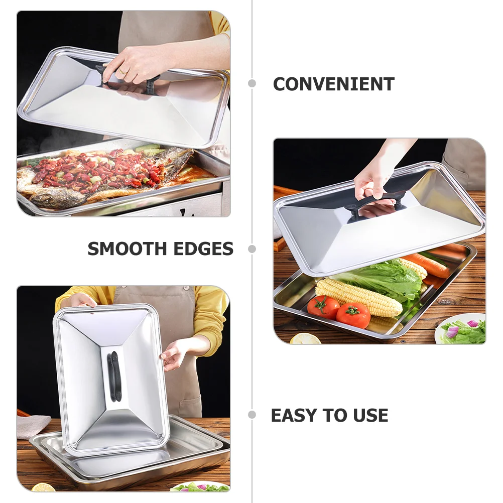 Multipurpose Food Cover Tray Lids Oil Proof Dish Basting for Griddle Grill Pan Baking Pans