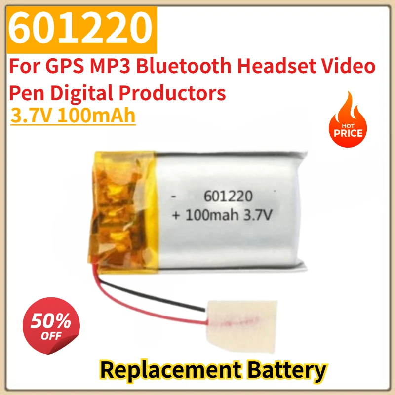 

5pcs-10pcs 601220 High Quality Battery 3.7V 100mAh for GPS MP3 Bluetooth Headset Video Pen Digital Productors Brand New