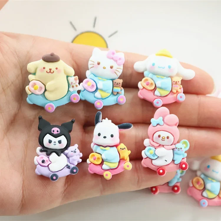 Miniiso Série Sanrio Desenhos Animados Resina Flatback Cabochons, DIY Artesanato Materiais, Jóias Fazendo Encantos, 5Pcs