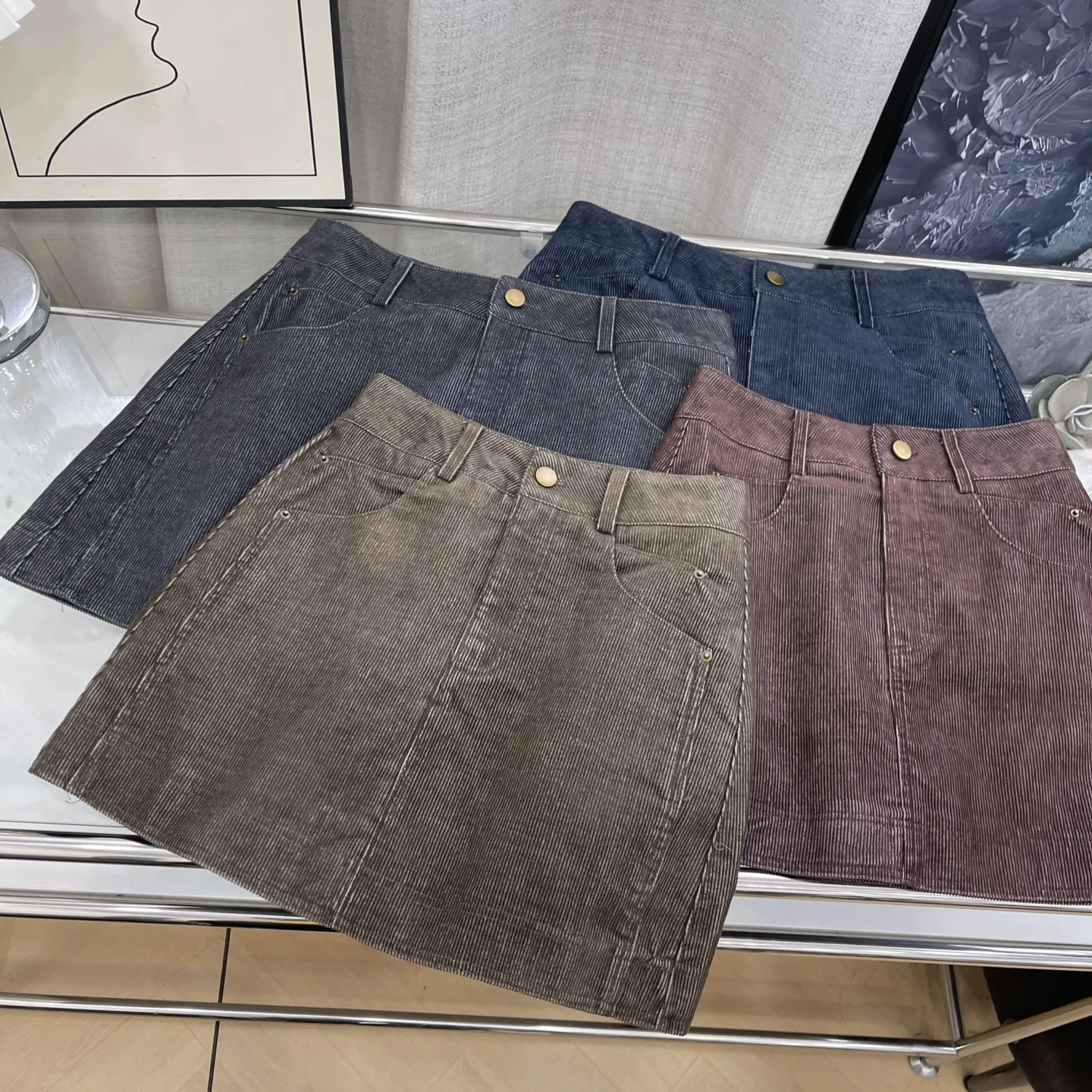 Fashionable High Waist Corduroy Skirt for Women Spring 2026 Trendy Korean Style Casual Straight Cut Skirt