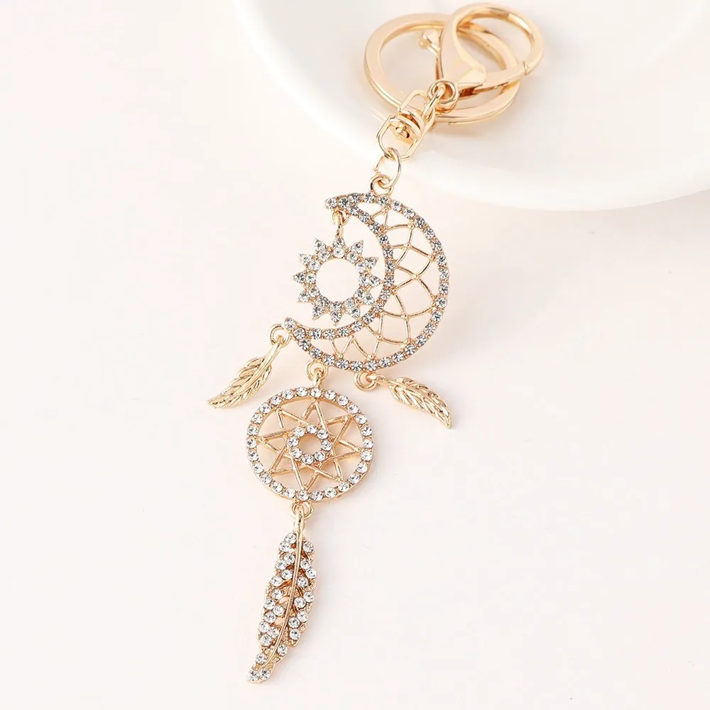 

Lovely Exquisite Car Keychain Alloy Bohemia Car Pendant Moon Sun Bag Charm Praty