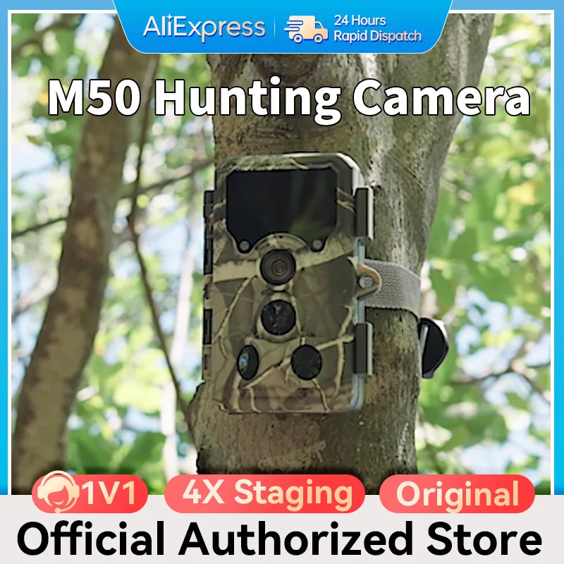 SJCAM M50 24MP 1296P Wildlife Trail Camera Photo Trap 38-IR LED PIR Hunting Camera Wildlife WiFi 2.4GHz Surveillance Tracking