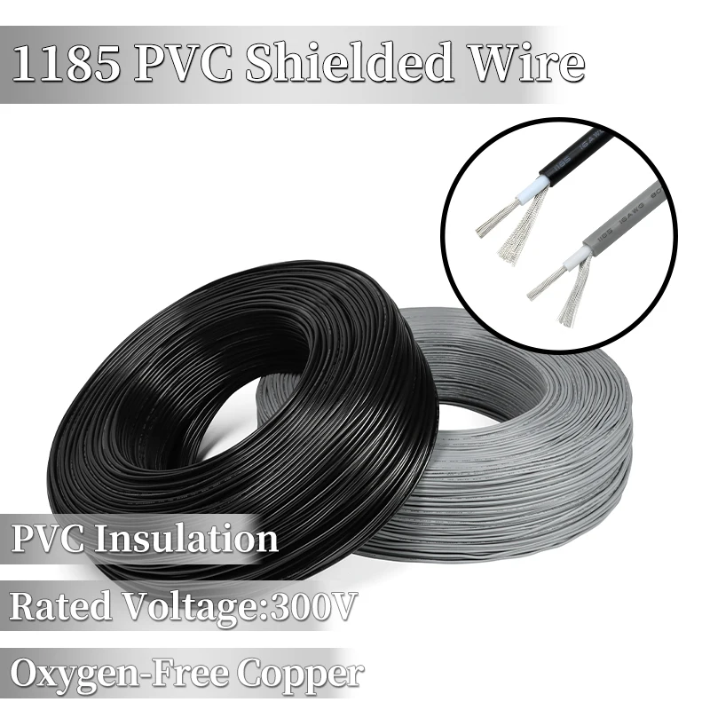 UL1185 Shielded Wire Signal Cable 28/26/24/22/20/18/16/14/12/10AWG Channel Audio Single Core 1C Electronic Copper Shielding Wire