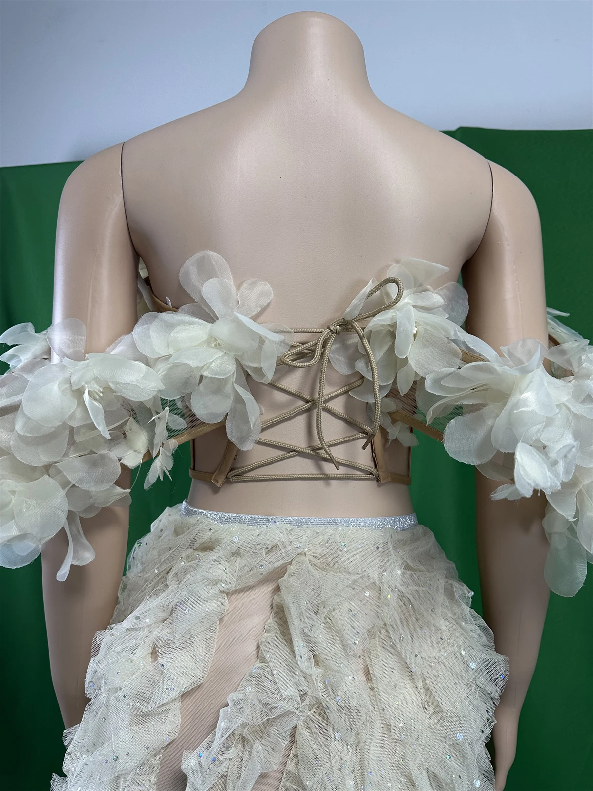 Flower Ruffle Drag Queen Costume Straps Tops Split Skirts Cheerleading Nights Out Dressy Design