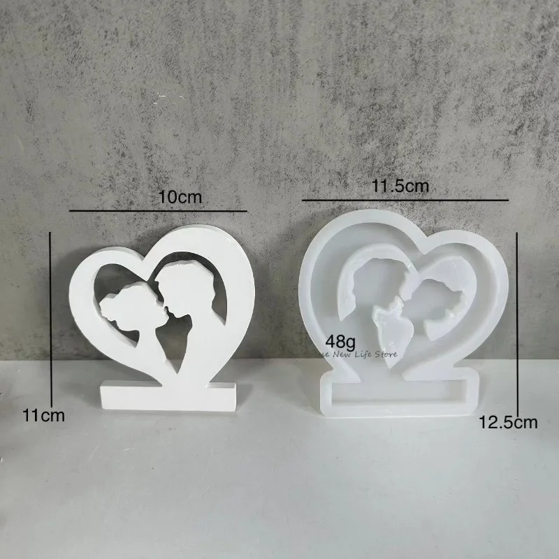 Valentine\'s Day Candle Holder Silicone Mold Couple Candlestick Mould DIY Aromatherapy Cement Gypsum Ornaments Decoration Mould