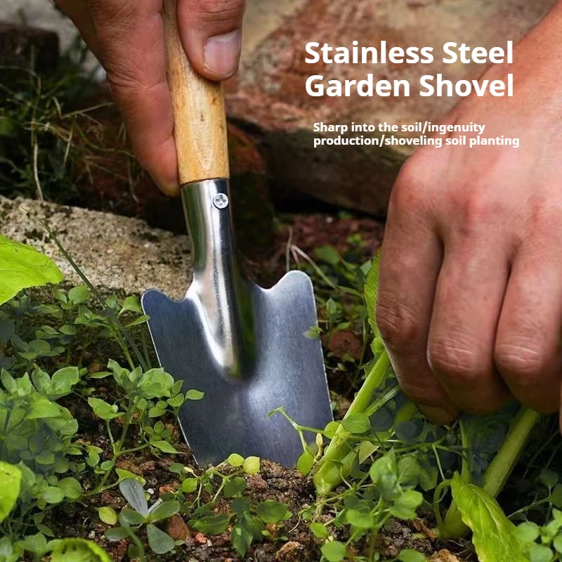 الفولاذ المقاوم للصدأ البستنة مجرفة زهرة زراعة أداة حديقة صغيرة أداة اليد إزالة الأعشاب الضارة التربة حفر المجرف لاستخدام المزرعة والحديقة