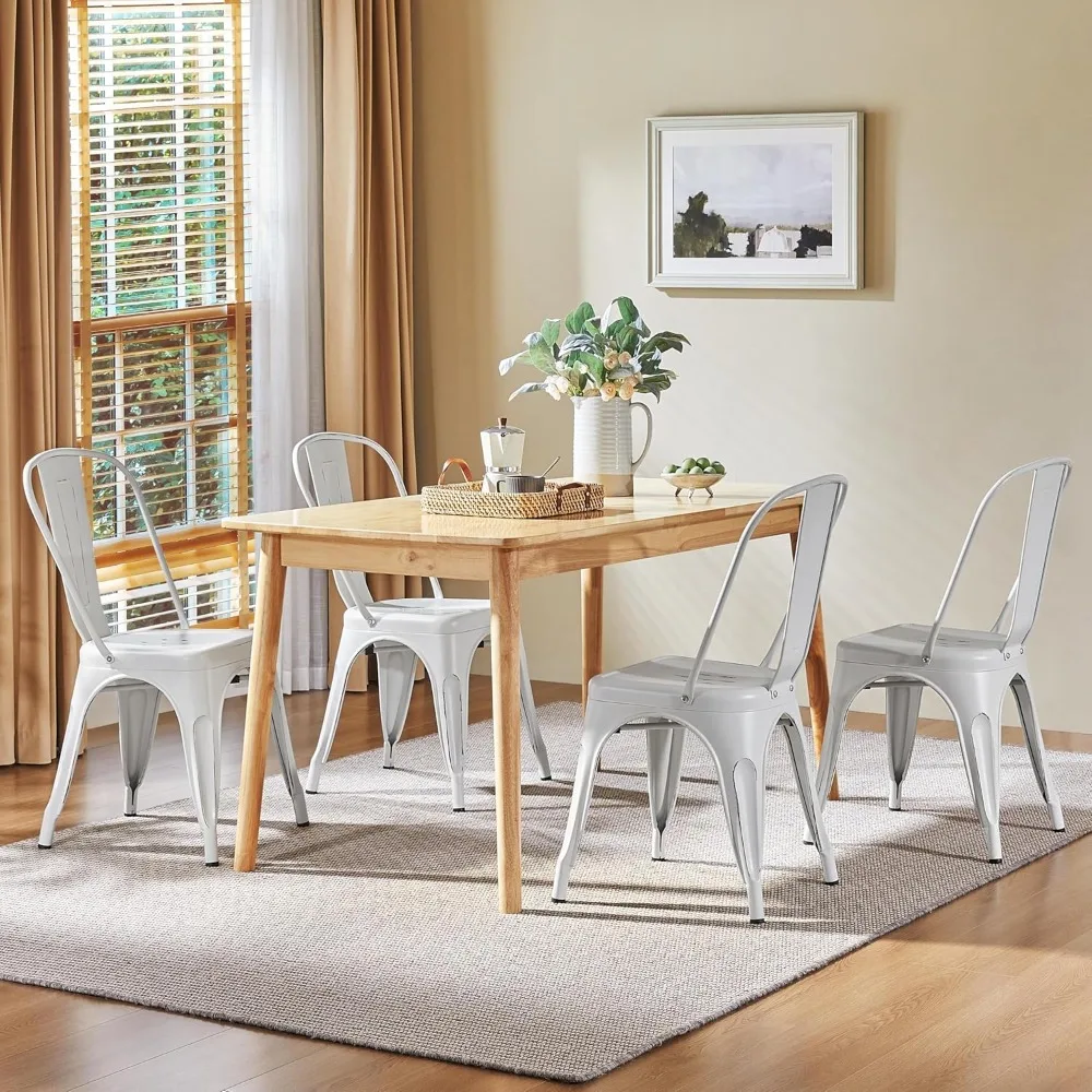

Metal Dining Chairs Set of 4, Industrial Stackable Kitchen Chairs with Back for Dining Room/Restaurant/Bistro/Patio,
