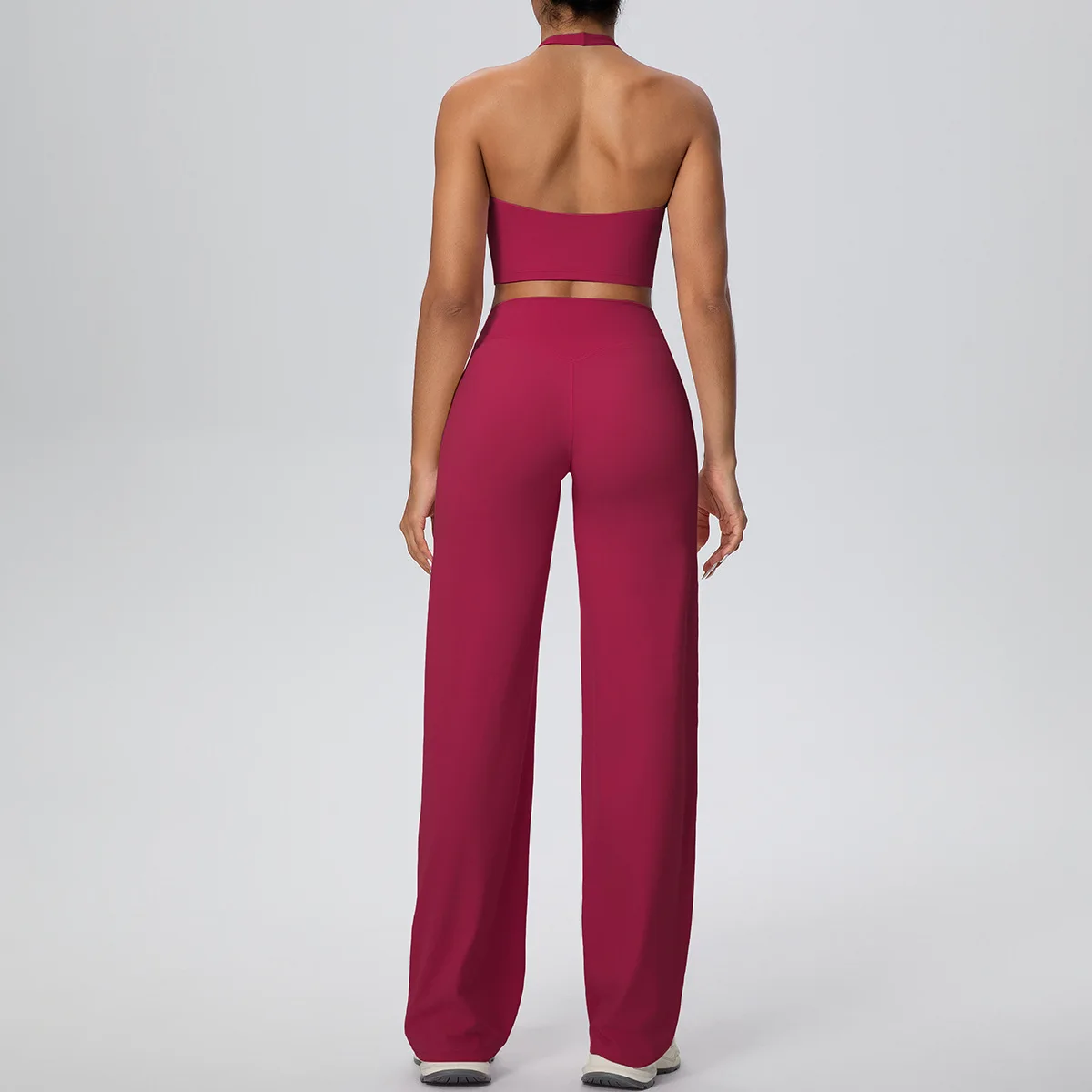 

High-Waisted Peach Hip Yoga Outfit Sports Fitness Brushed Halter Vest Backless Pants Set Running Workout Clothes Gym Sportswear