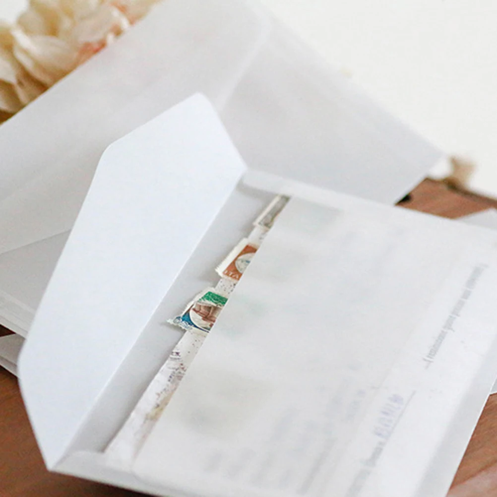 50 Pcs Greeting Cards Envelope Postcard Storage Bag Letters Wedding for White Envolope