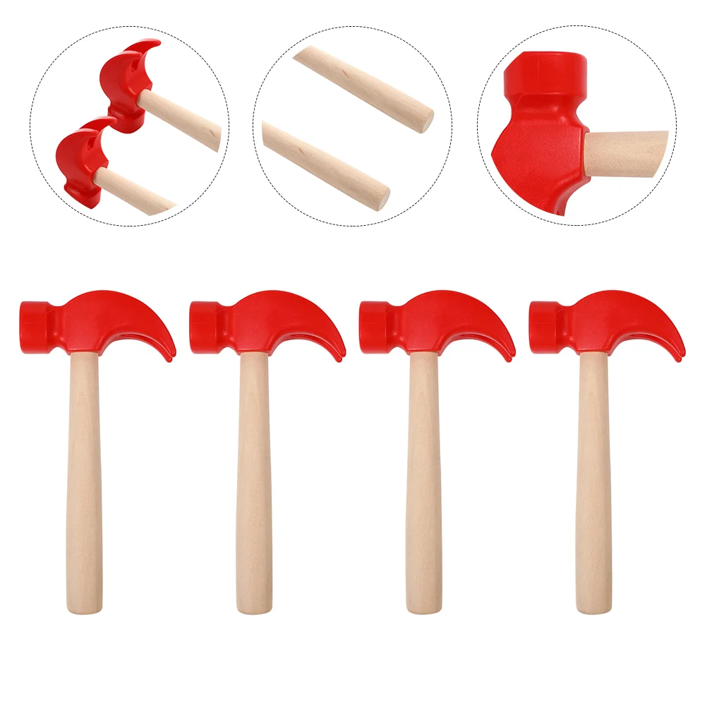 

4 Pcs Hammer High-class Material Toy Children Wood Hammers Wooden Kids Toys Small Cognition Plastic