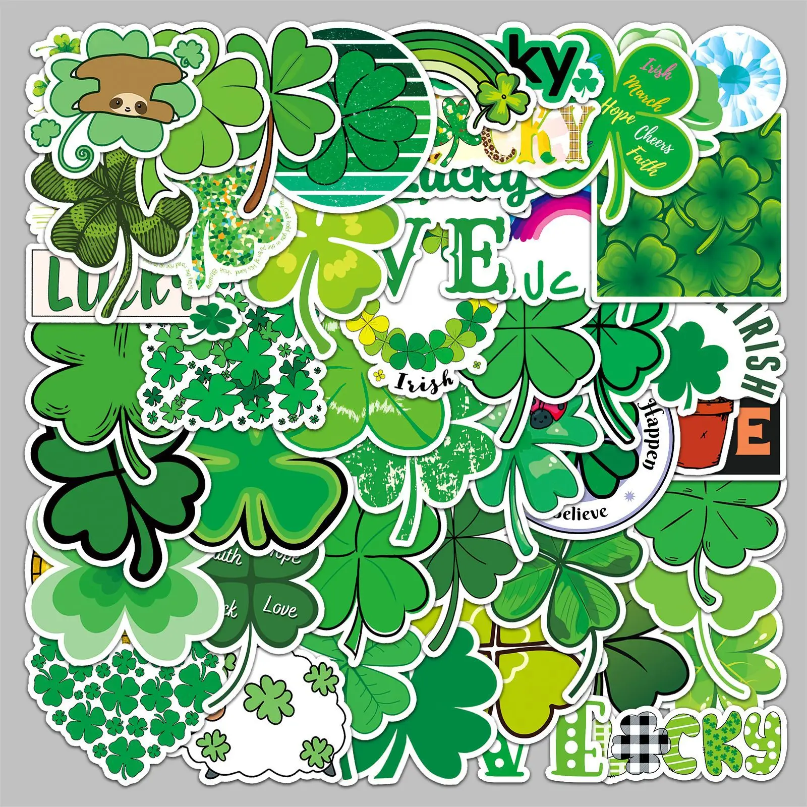 

50 PCS four-leaf clover plant luggage stickers waterproof graffiti stickers kick scooter computer tablet cartoon decoration