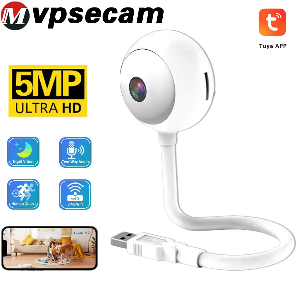 

Tuya Smart Life Home Mini 5MP USB Light Bulb Camera Indoor WiFi Remote Mobile Monitoring Baby and Elderly Monitor