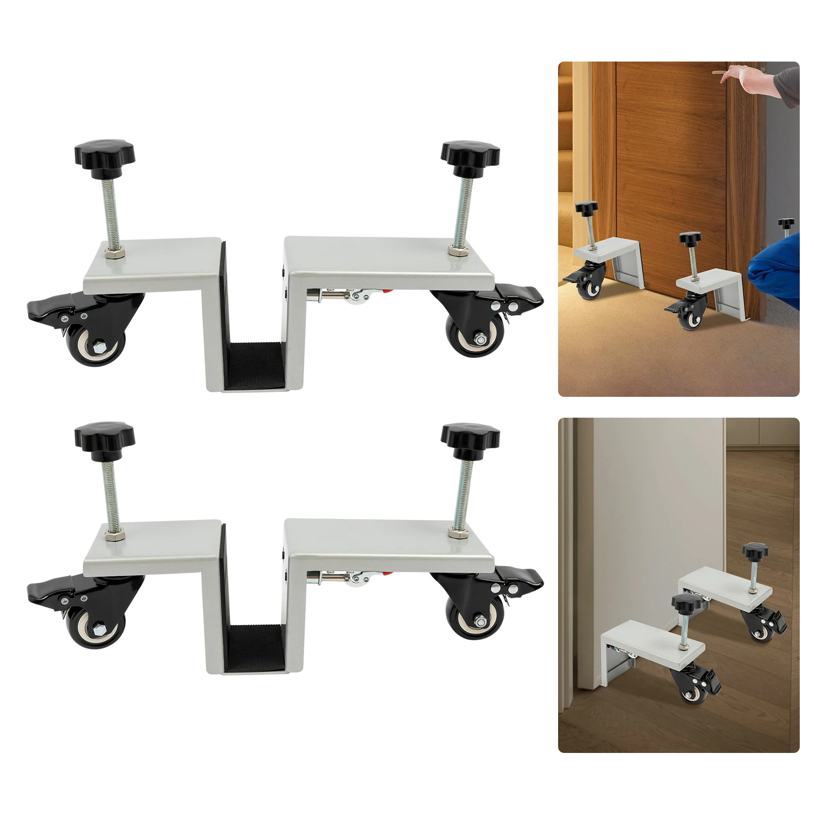 2Pcs Heavy Duty Door Installation Dolly Lifter with 360° Rotation Wheels Load 1000lbs for Doors 1.375 to 1.75 Inches Thick