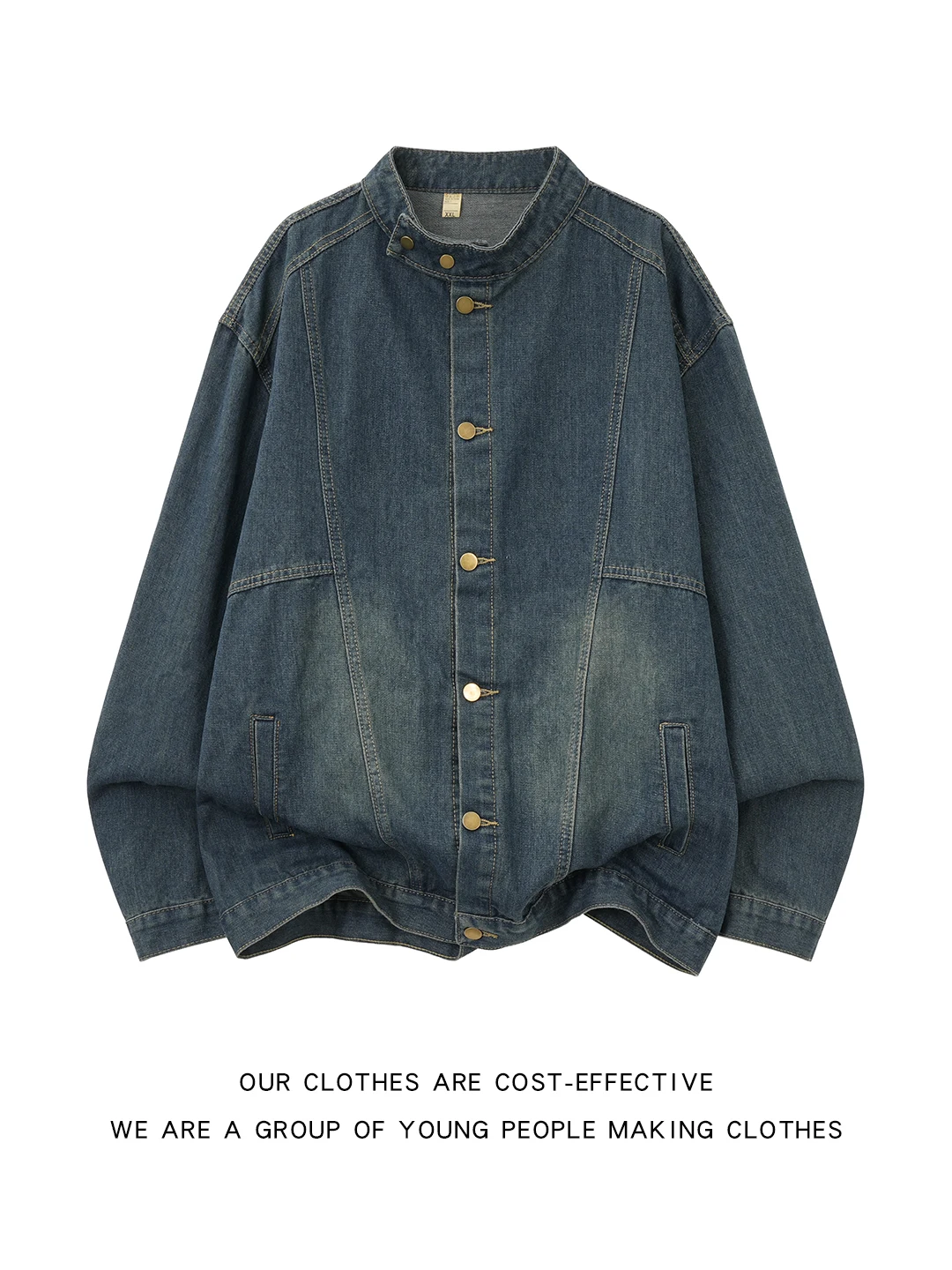 

Мужская джинсовая куртка-жакет в американском стиле с воротником-стойкой, весна-осень, модная, плотная, повседневная, в японском ретро-стиле, рабочая одежда, топ