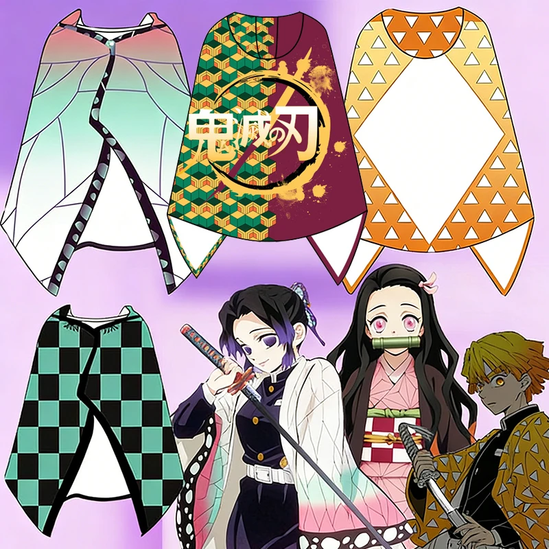 

Y2K Cosplay Anime Demon Slayer Kamado Tanjirou Blanket Cloak Costume Kamado Nezuko Agatsuma Zenitsu Flannel Blanket Hoodie Shawl