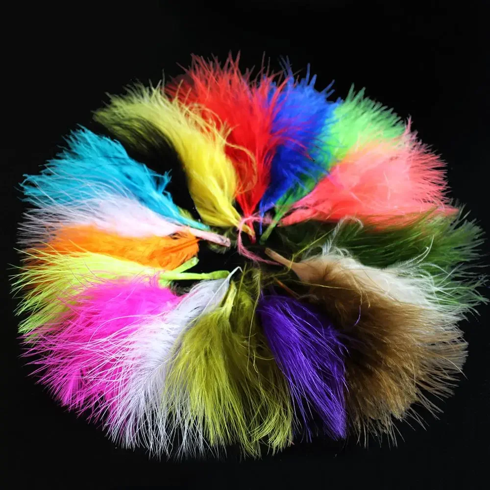 

Tigofly 100 pcs 21 Colors Turkey Marabou Blood Feathers Woolly Bugger Streamers Fly Tying Feather Materials