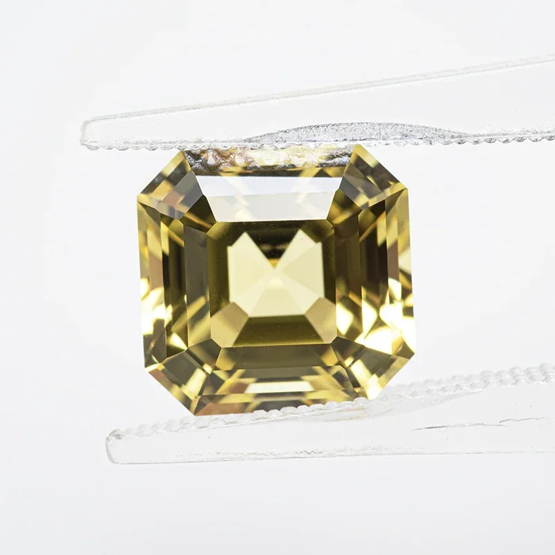 Lab Grown Sapphire  Asscher Cut yellow Color VVS1 Charms DIY for Jewelry Making Materials Selectable AGL Certificate