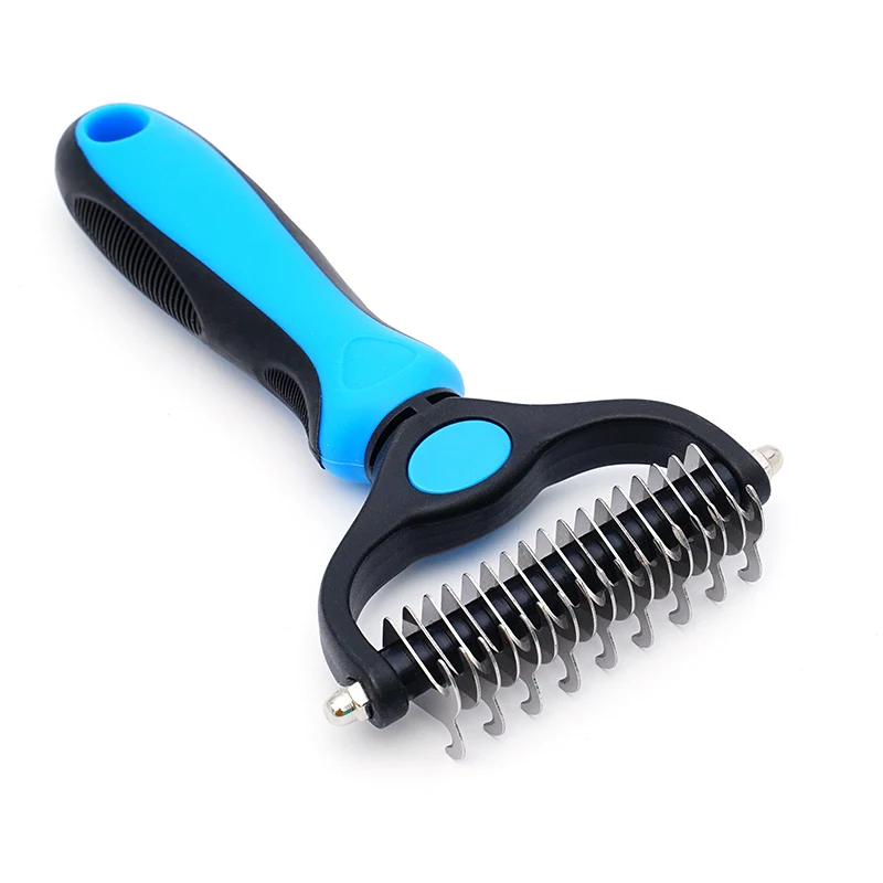 Pet Knot Remover Comb for Dogs & Cats Dematting Tool with Stainless Steel Blades - Detangling Brush for Matted Hair - Professi view 3