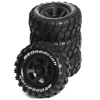GLOBACT 12mm Hex Hub Wheel Rims & Rubber Tires for Traxxas E-Revo 1/16 Off-Road RC Car