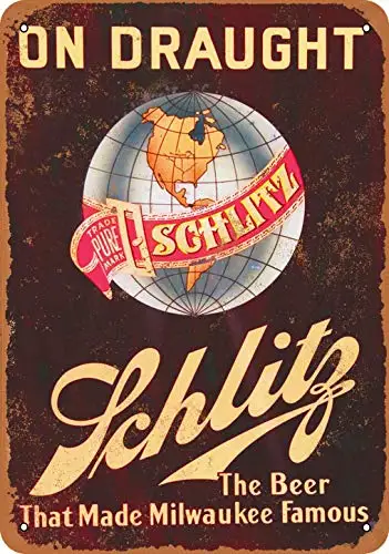  New 20x30 cm Schlitz Beer on Draught Vintage Look Metal Sign Home Decor 8x12 Inch